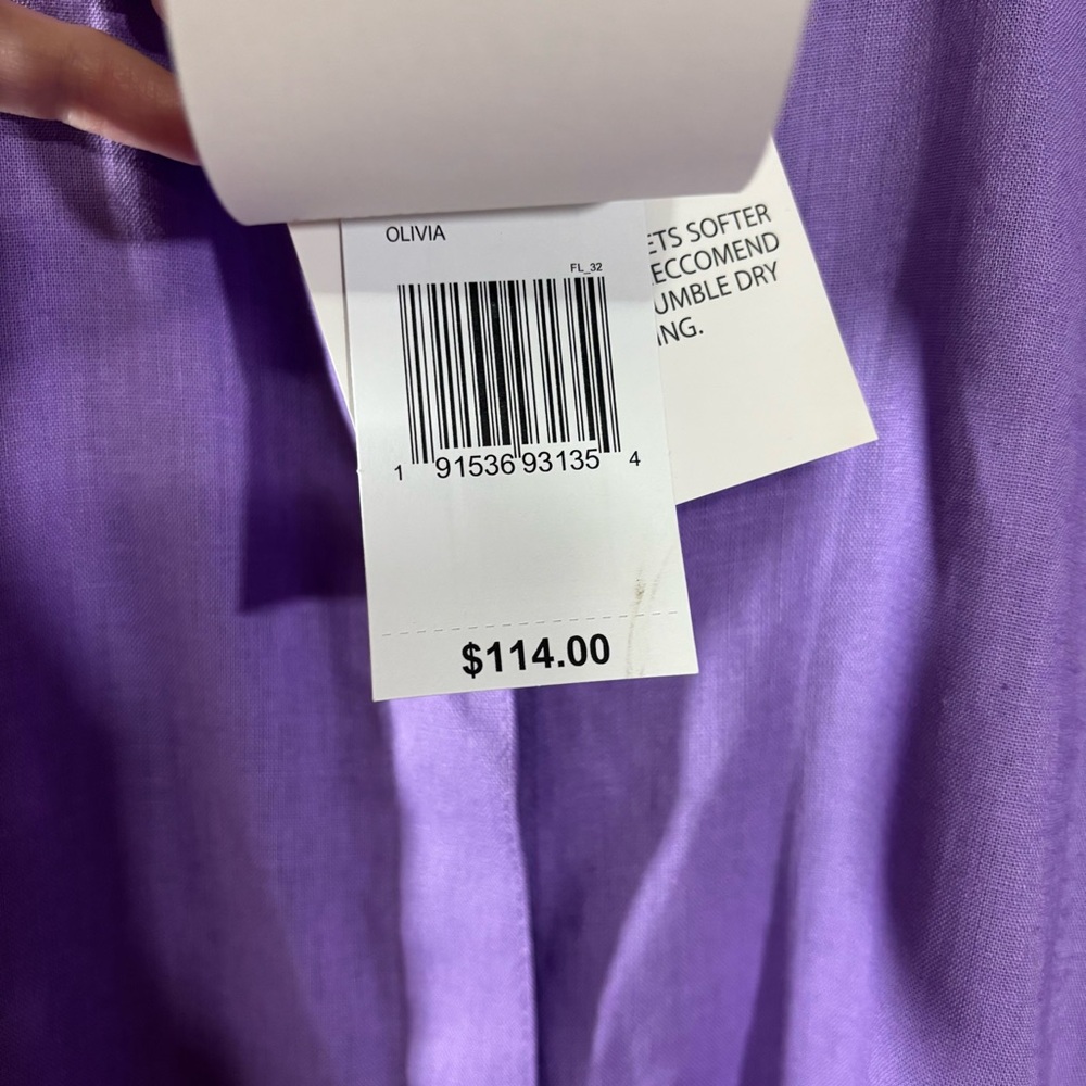 FOXCROFT Women’s Easy Care Linen Button Down Shirt Size XL Amethyst Purple NEW - Picture 4 of 6